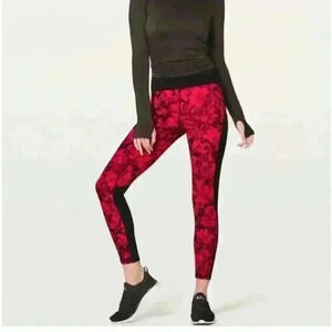 Lululemon Athletica Train Times Fast Pace 25” Leggings Carminetrue Red Black